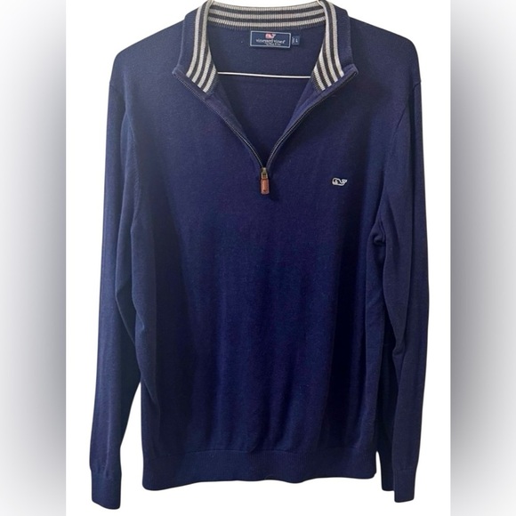 Vineyard Vines Other - Vineyard Vines Men's Navy Striped Collar Zip-Up Sweater
